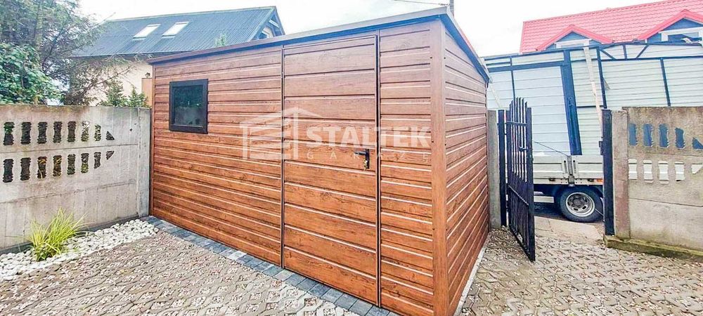 Domek Ogrodowy 3,5x2m Drzwi Okno Drewnopodobny Dach spad w tył ST142