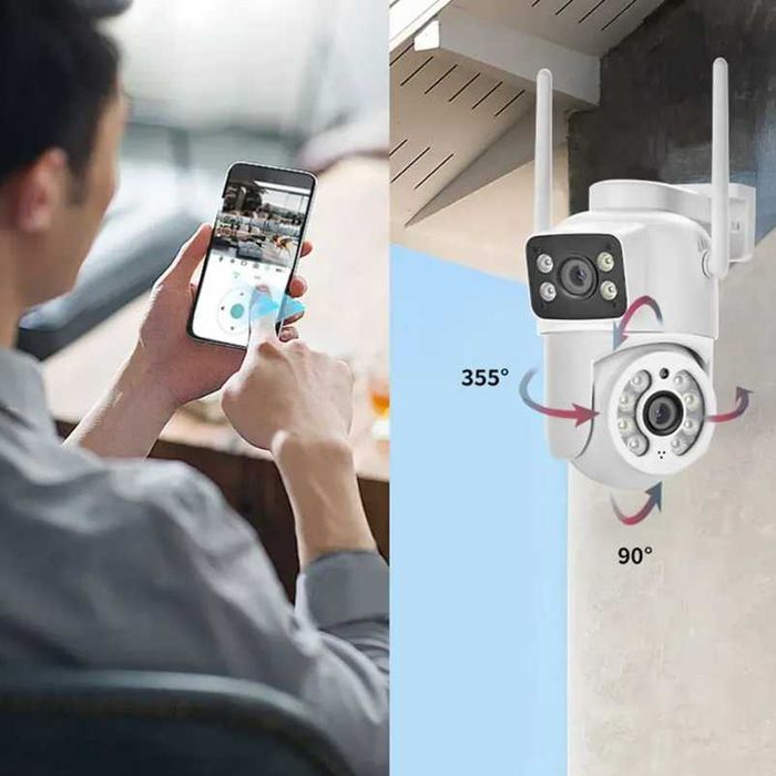Камера QW7 з нічним зніманням і двома лінзами 8MP Wi-Fi внутрішня/вулична