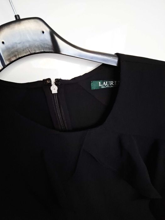 Ralph Lauren czarna bluzka z falbankami, odkryte ramiona, S 36