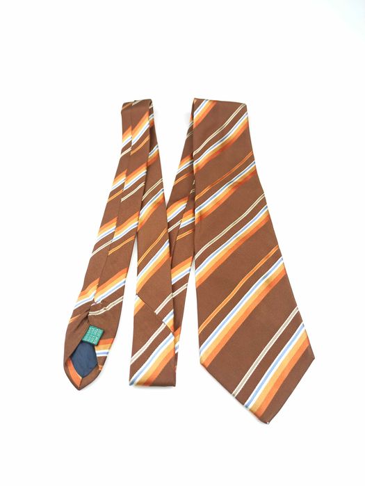 Andrew's Ties brązowy jedwabny krawat w paski mpe116