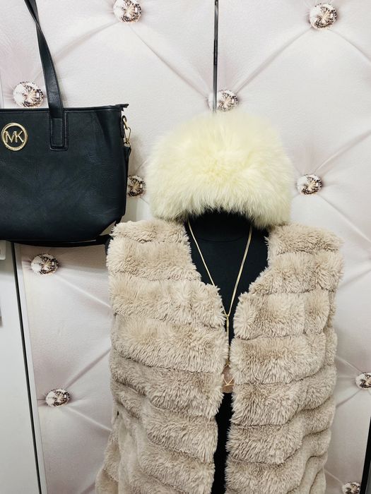 Śliczna futrzana czapka futro z lisa okazja