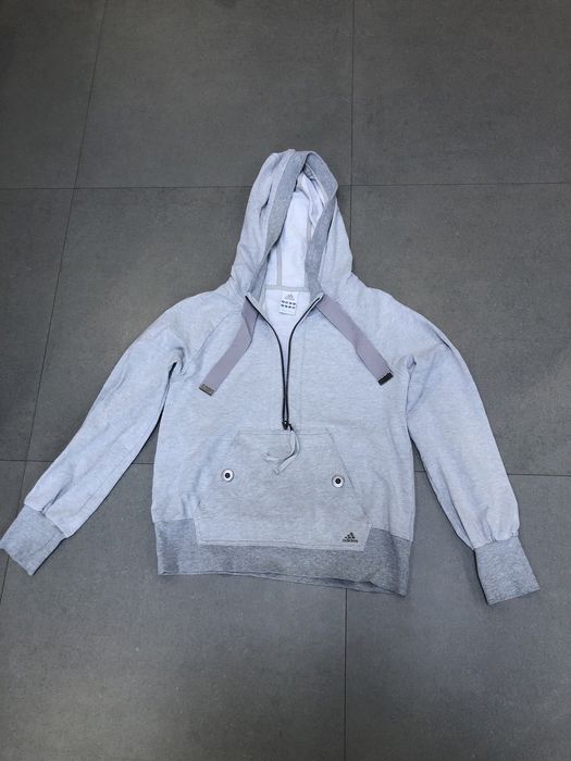 Szara oryginalna bluza kangurka z kapturem Adidas M 38 wyjątkowy krój