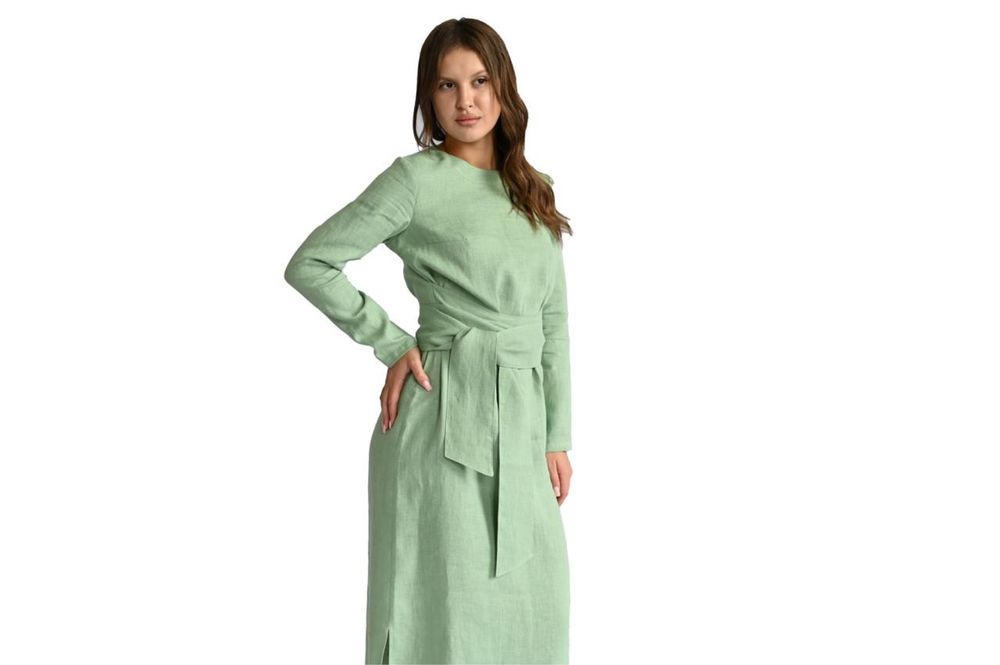 Nowoczesna lniana sukienka