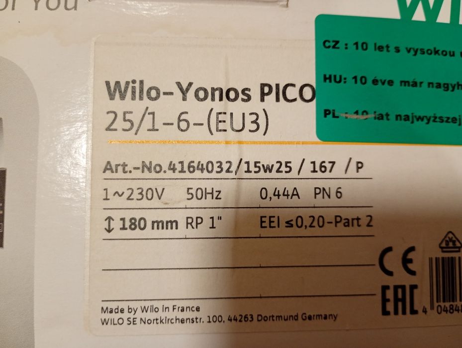 Wilo Yonos Pico 25/1-6 - pompa centralnego ogrzewania (pompka CO)