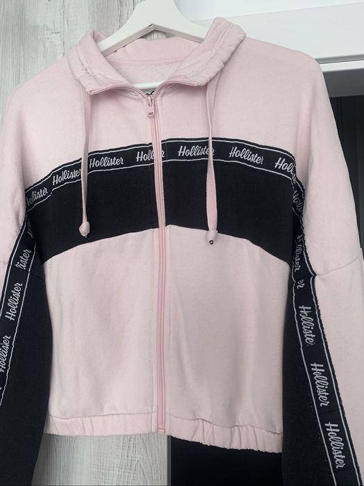 Hollister kurtka biodrówka bluza rozpinana na suwak krótka boxy różowa