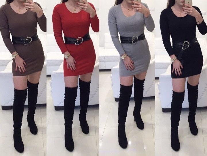 Paka ciuchów prążek prążkowane body sukienka bluzka