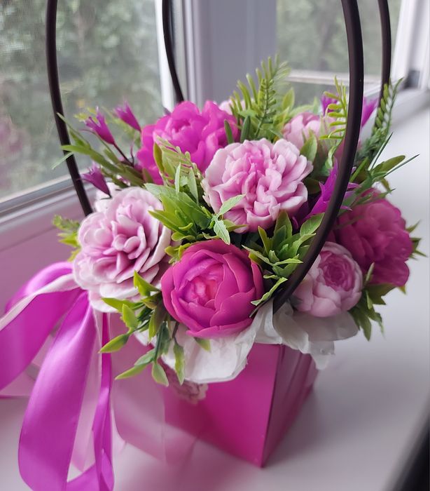 Мыльный букет. Розы. Тюльпаны,  пионы