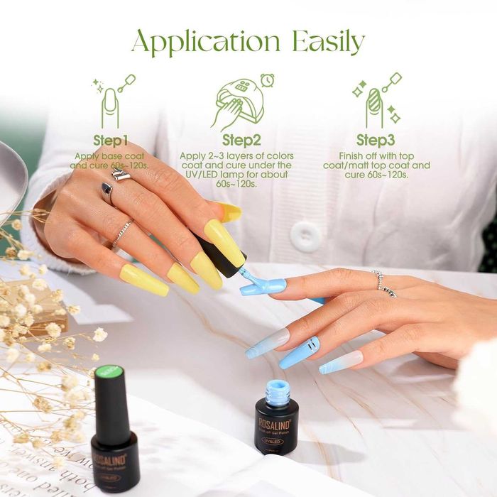 ROSALIND Lakier do paznokci UV, pastelowy, 6 kolorów