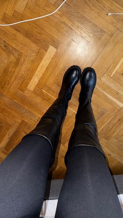 Ботфорты кожаные черные/ натуральная кожа/ высокие сапоги