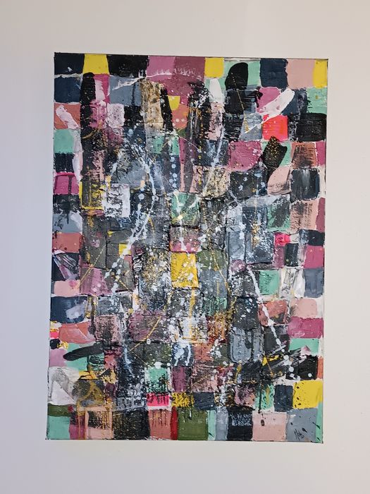 Tela pintada à mão em acrílico