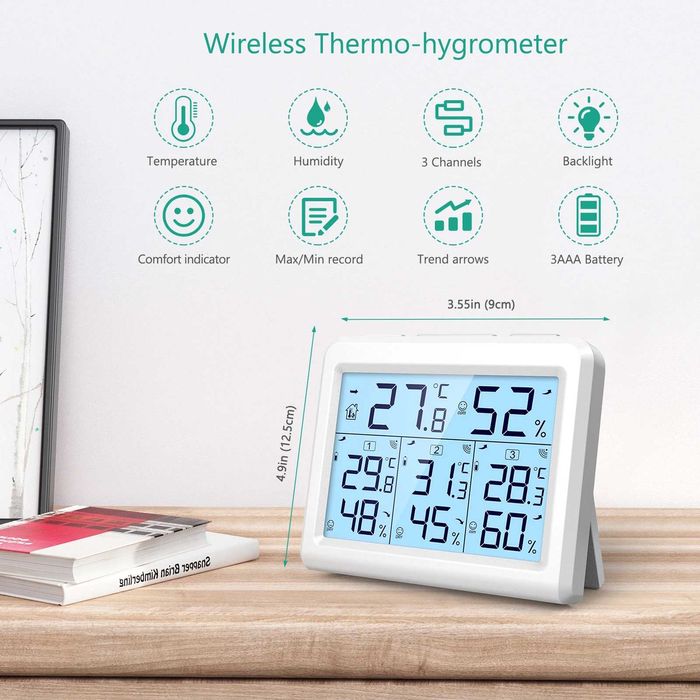 Бездротовий термометр/гігрометр ORIA з 3 зовнішніми датчиками