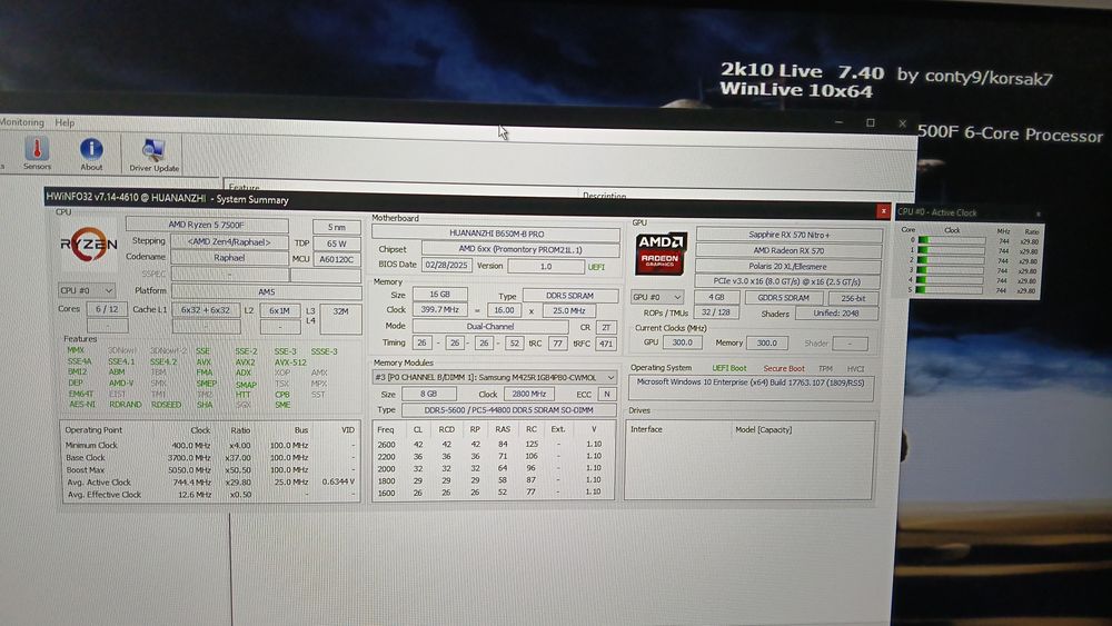 Новаый комплект В650, Ryzen 5 7500F +16 ГБ