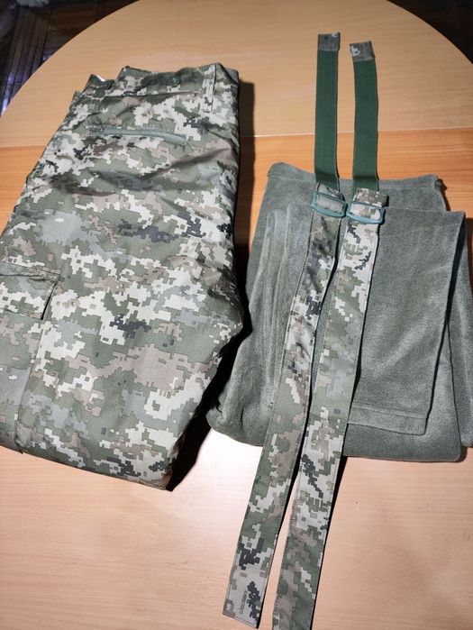 Штани вітровологозахисні, піксель, на флісі
