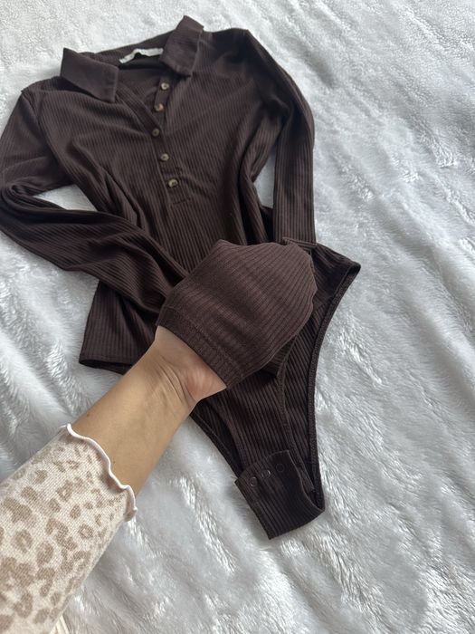 Шоколадный боди в рубчик