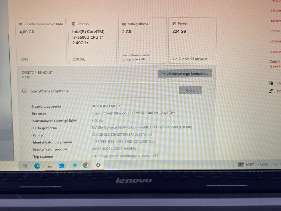 Laptop Lenovo G70-80 17 cali I7 240ssd Gforce 920m
