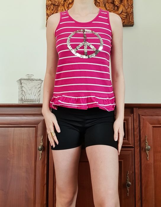 Różowa bluzka w paski z cekinami