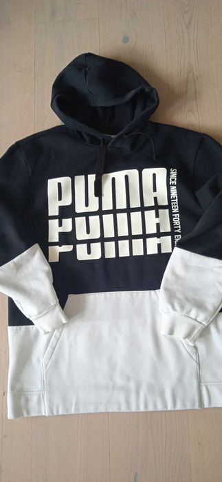 Bluza Puma prosta z kapturem czarno-biała rozm.M-jak nowa