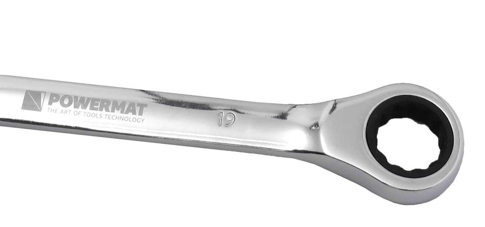 POWERMAT Klucze Płasko Oczkowe Zestaw Z Grzechotką 8-19mm 12el. PM1175