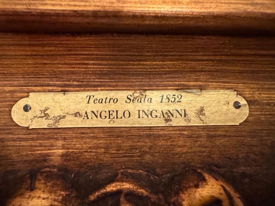 Quadro tela a óleo teatro La Scala Angelo Inganni moldura madeira dour