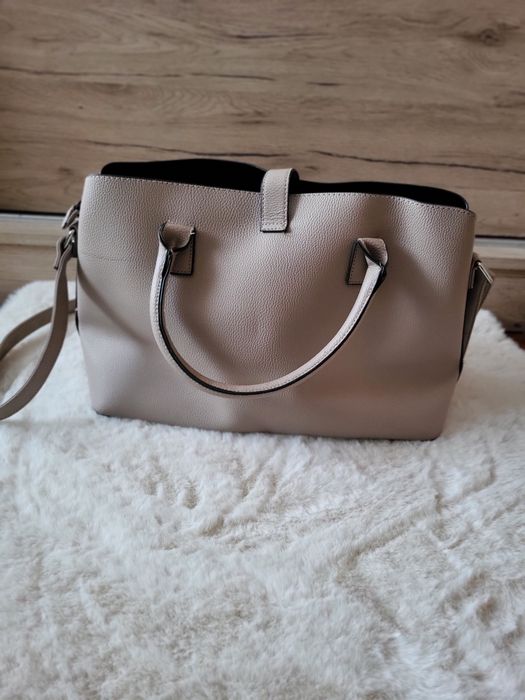 Beżowa torba szoperka torebka shopper bag