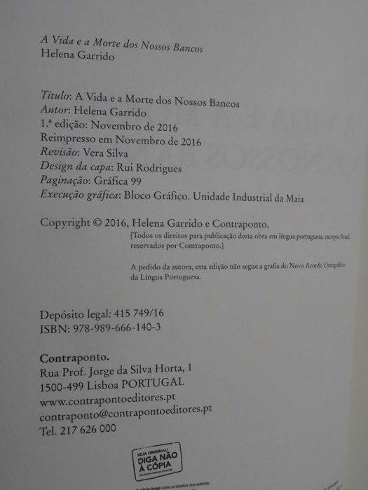 A Vida e a Morte dos Nossos Bancos de Helena Garrido - 1ª Edição