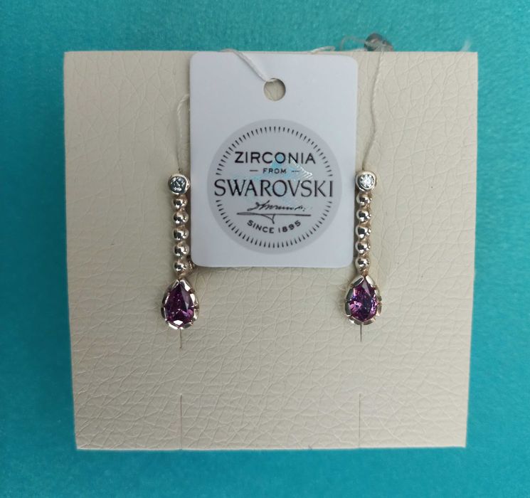 Нові срібні сережки з цирконіями Swarovski