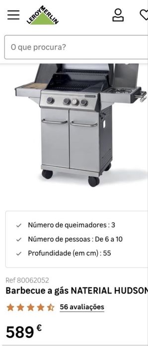 Grelhador a gas naterial (leroy merlin)