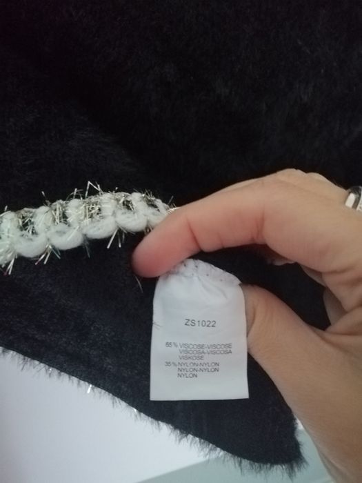 Kardigan czarny z kieszeniami żakiet damski perłowe guziki m L
