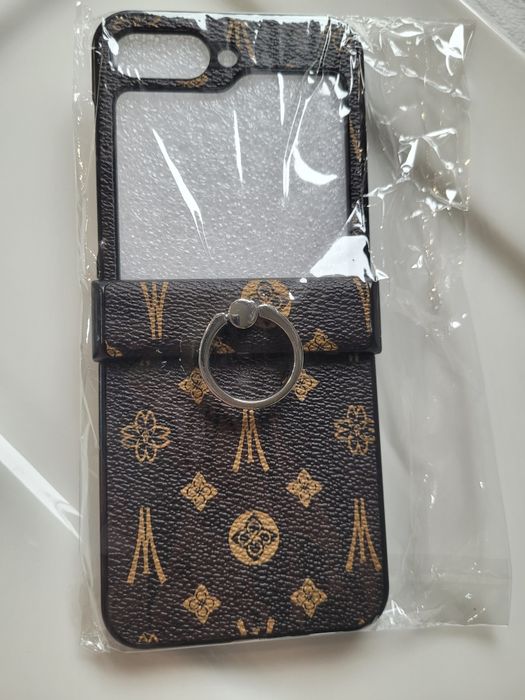 Etui Z Flip 6- pierścień - stojak, skóra retro,twarda obudowa(plastik
