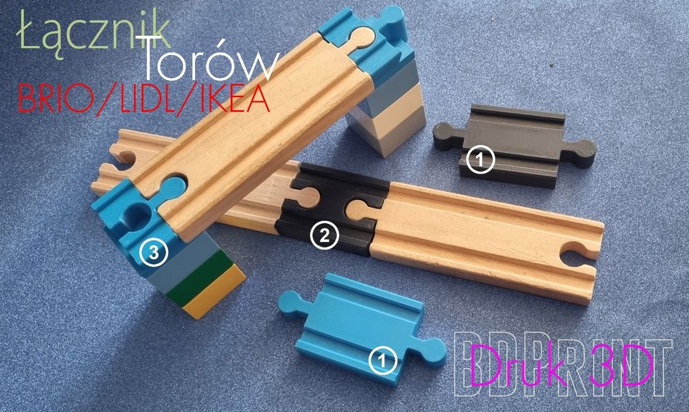 Łączniki 3D do torów kolejki BRIO/LIDL/ IKEA