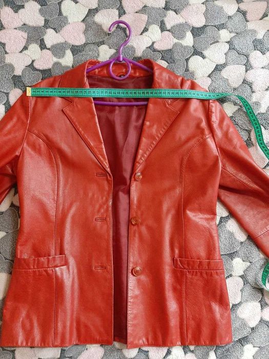 Красный пиджак натуральная кожа размер 40