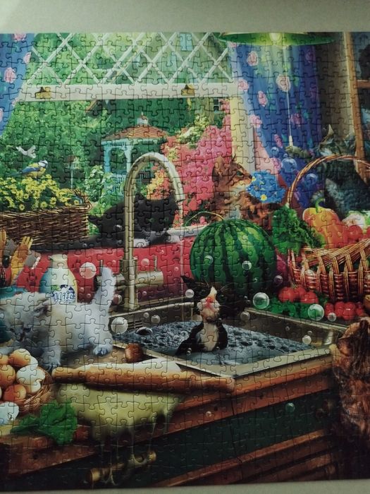 Puzzle 1000 elementów Trefl Tea Time Kociaki rozrabiaki kompletne