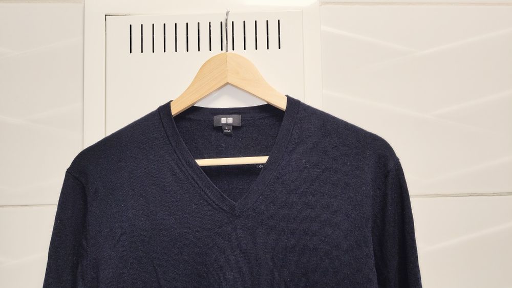 Sweter Uniqlo r. L granatowy 100% wełna