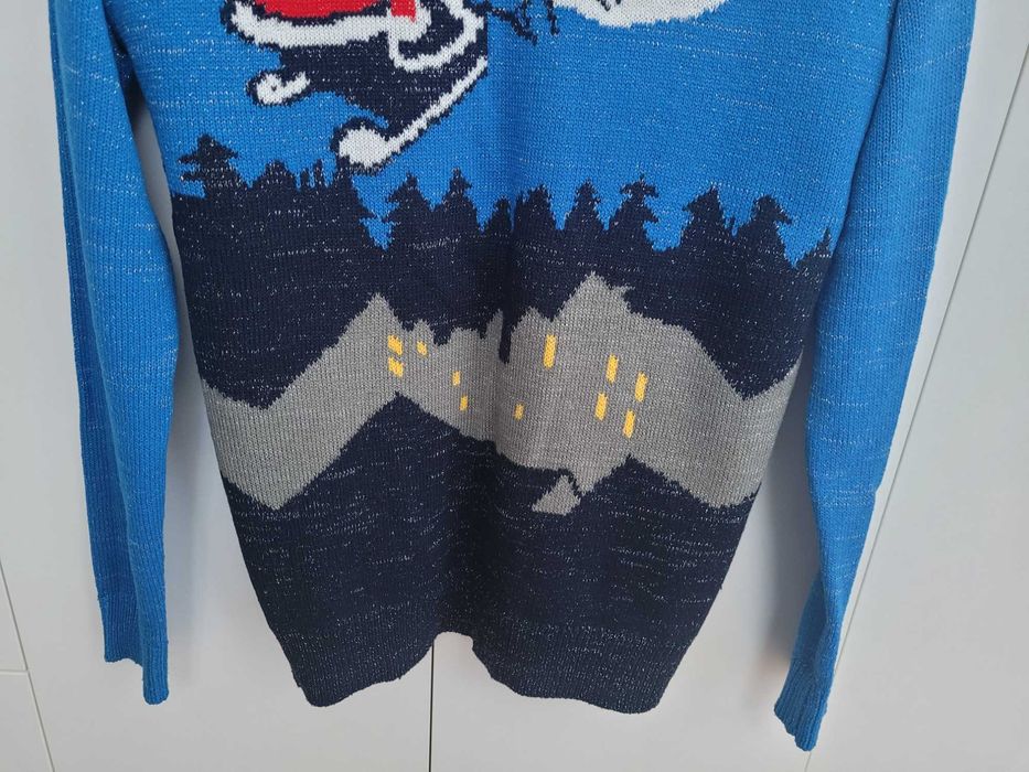 Niebieski świąteczny sweter Rozm M