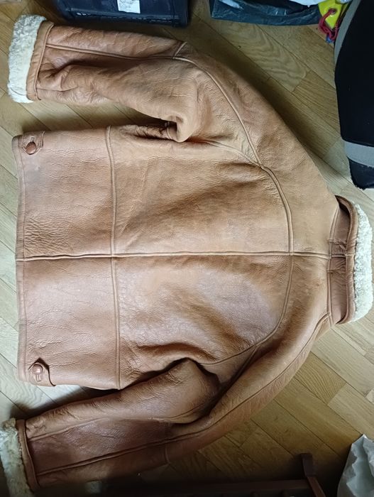-40 Kurtka skórzana kożuch XXL shearling skóra owcza pilotka sheepskin