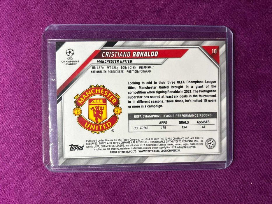Card Cristiano Ronaldo Topps Chrome 2022 Manchester United