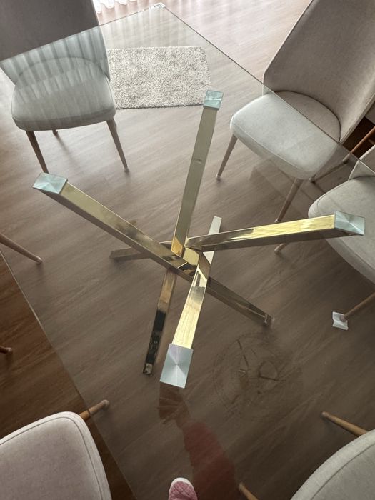 Mesa jantar pé dourado