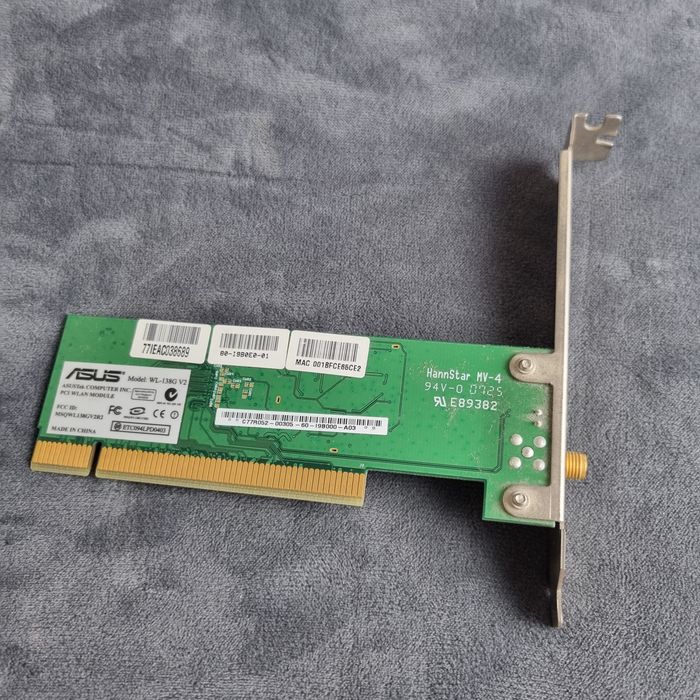 Karta sieciowa Wi-Fi PCI ASUS WL-138g V2 | Broadcom BCM4318 | RP-SMA | Retro PC