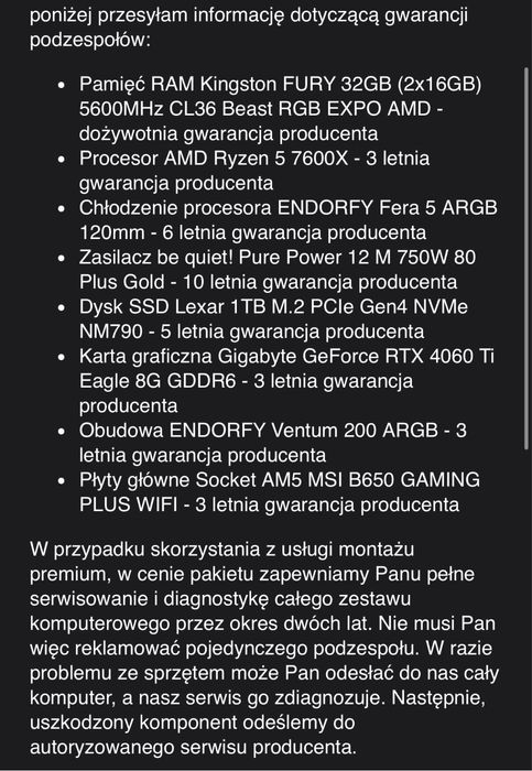 Gaming PC Ryzen 5 7600X / RTX 4060 Ti / 32GB DDR5 / 1TB NVMe / x-kom
