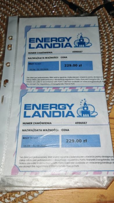 Bilety enegylandia 2 szt