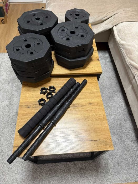 Hantle regulowane bitumiczne 40kg ZESTAW HANTLI 2x20kg sztanga