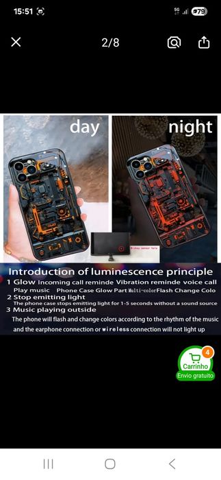 Capa iluminada para telemovel samsung s24 ou s25