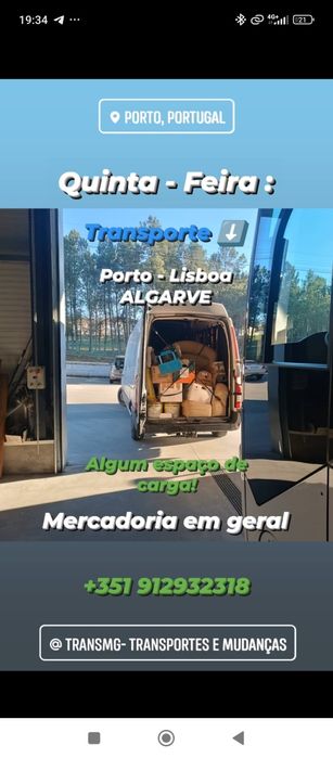 Transportes - Porto - Lisboa - Algarve (ida e volta)