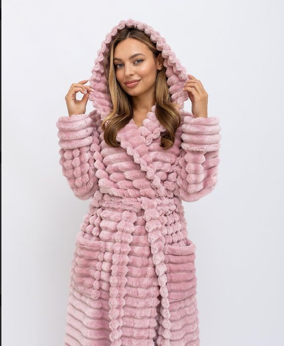 Женский махровый халат на запах с капюшоном разные цвета  S - 6XL