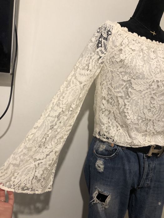 Bluzka hiszpanka h&m koronka w koronke koronkowa