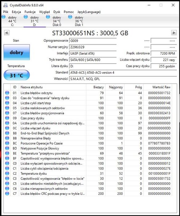 HDD 3,5" 3x3TB Seagate HGST