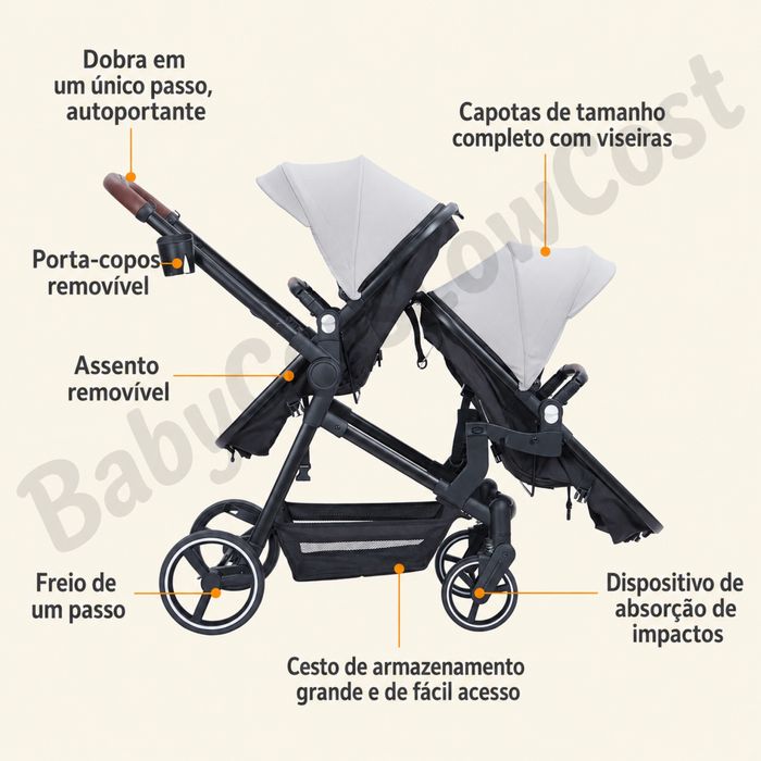 **Carrinho Bebé GÉMEOS * NOVOS * Trio Completo * 3 Cores Disponiveis  * OPORTUNIDADE **