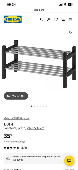 TJUSIG Sapateira, preto, 79x32x37 cm (Ikea)