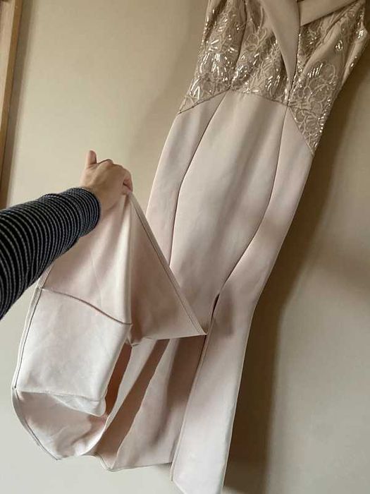 Lipsy london nude krem pastele dluga maxi suknia s m 36 38 rybka