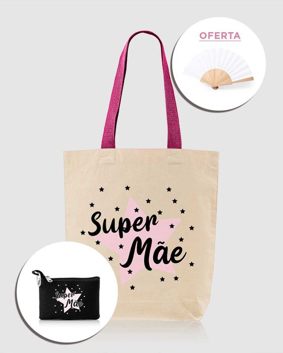 Dia da Mãe - Conjunto de Saco, porta-moedas e leque